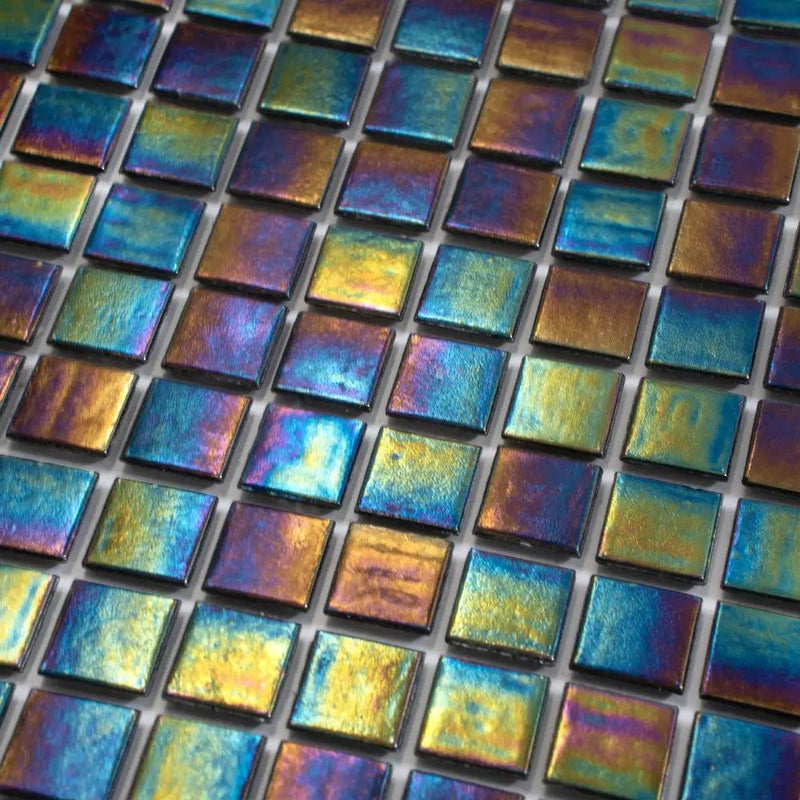 Black Iridescence 12x12 Glossy Uniform Square Glass Mosaic Tile (20 pack, 20 sq ft/case) by Apollo Tile