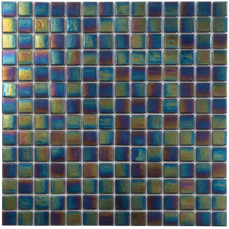 Black Iridescence 12x12 Glossy Uniform Square Glass Mosaic Tile (20 pack, 20 sq ft/case) by Apollo Tile