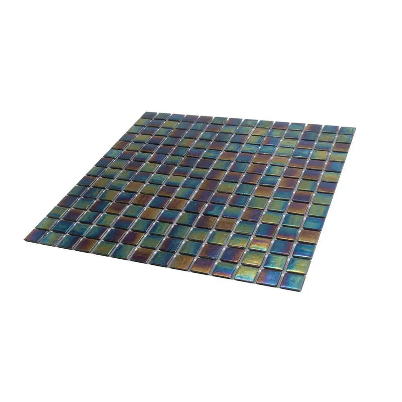 Black Iridescence 12x12 Glossy Uniform Square Glass Mosaic Tile (20 pack, 20 sq ft/case) by Apollo Tile