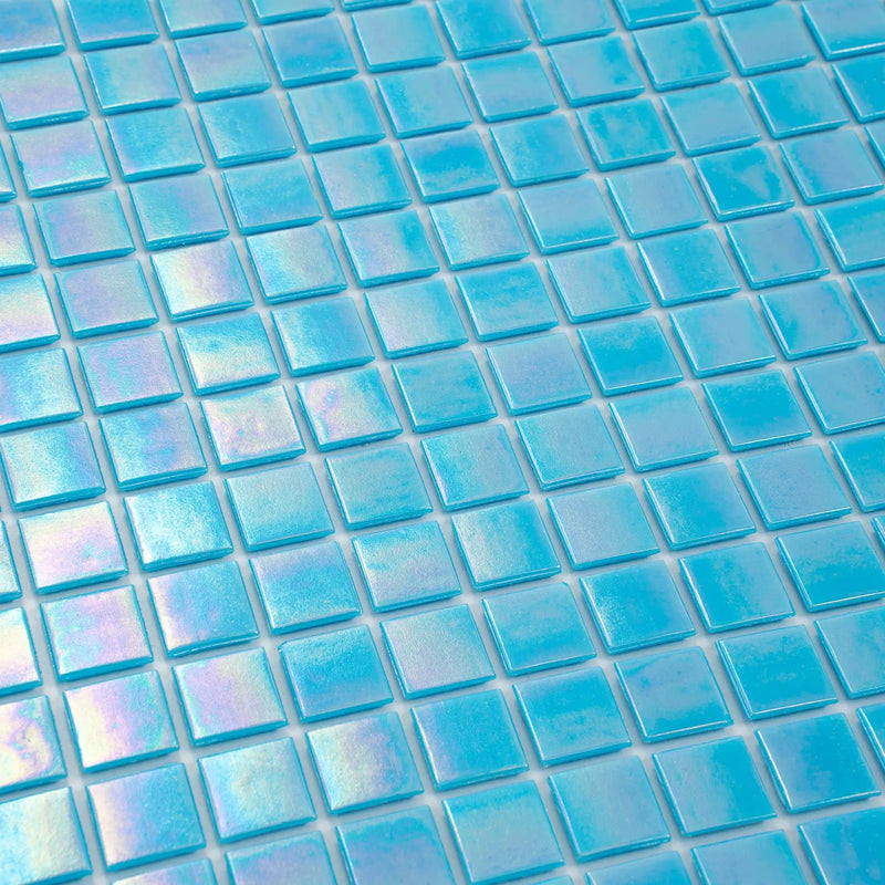 Turquoise Blue 12x12 Glossy Uniform Square Glass Mosaic Tile (20 pack, 20 sq ft/case) by Apollo Tile