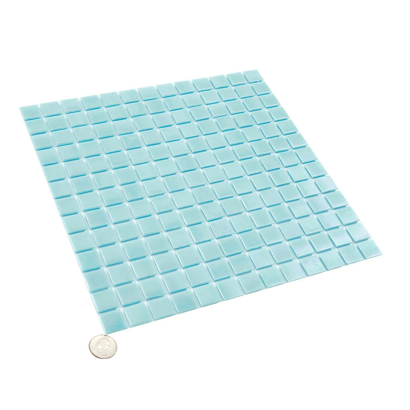 Sky Blue 12x12 Glossy Glass Uniform Square Mosaic Tile (20 pack, 20 sq ft/case) by Apollo Tile