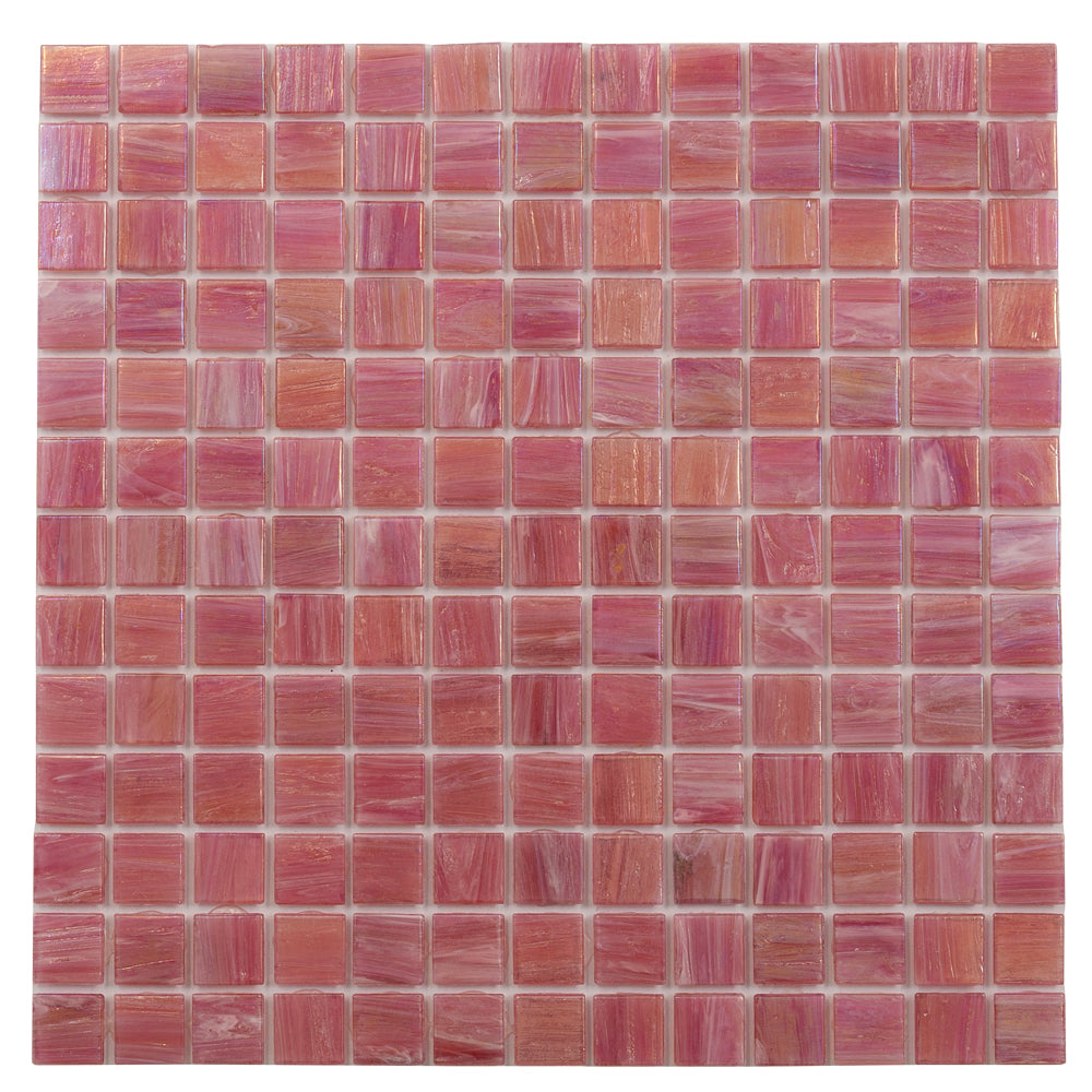 Sample-Punch Pink 12x12 Glossy Uniform Square Glass Mosaic Tile (20 pack, 20 sq ft/case)