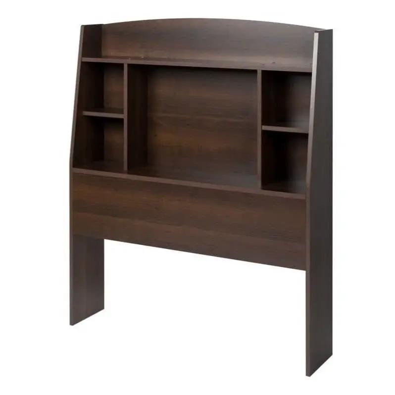 Twin size Bookcase Storage Headboard in Espresso Wood Finish by HomePacific