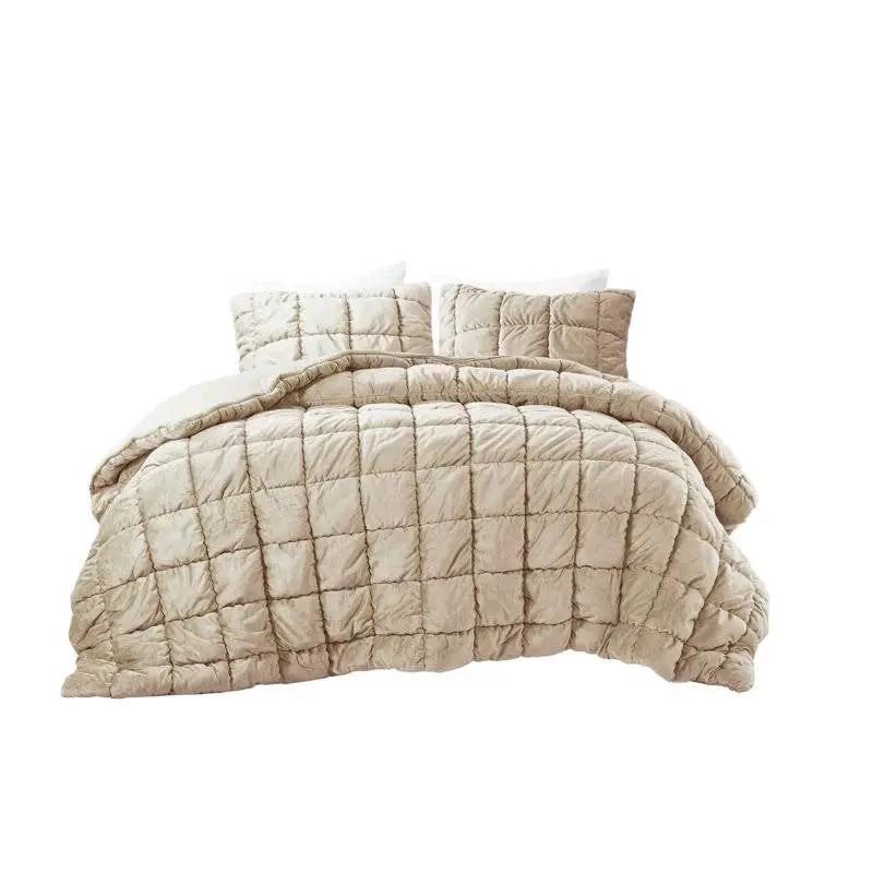 Twin Size Beige Velvety Soft Down Alternative Comforter Set by HomePacific
