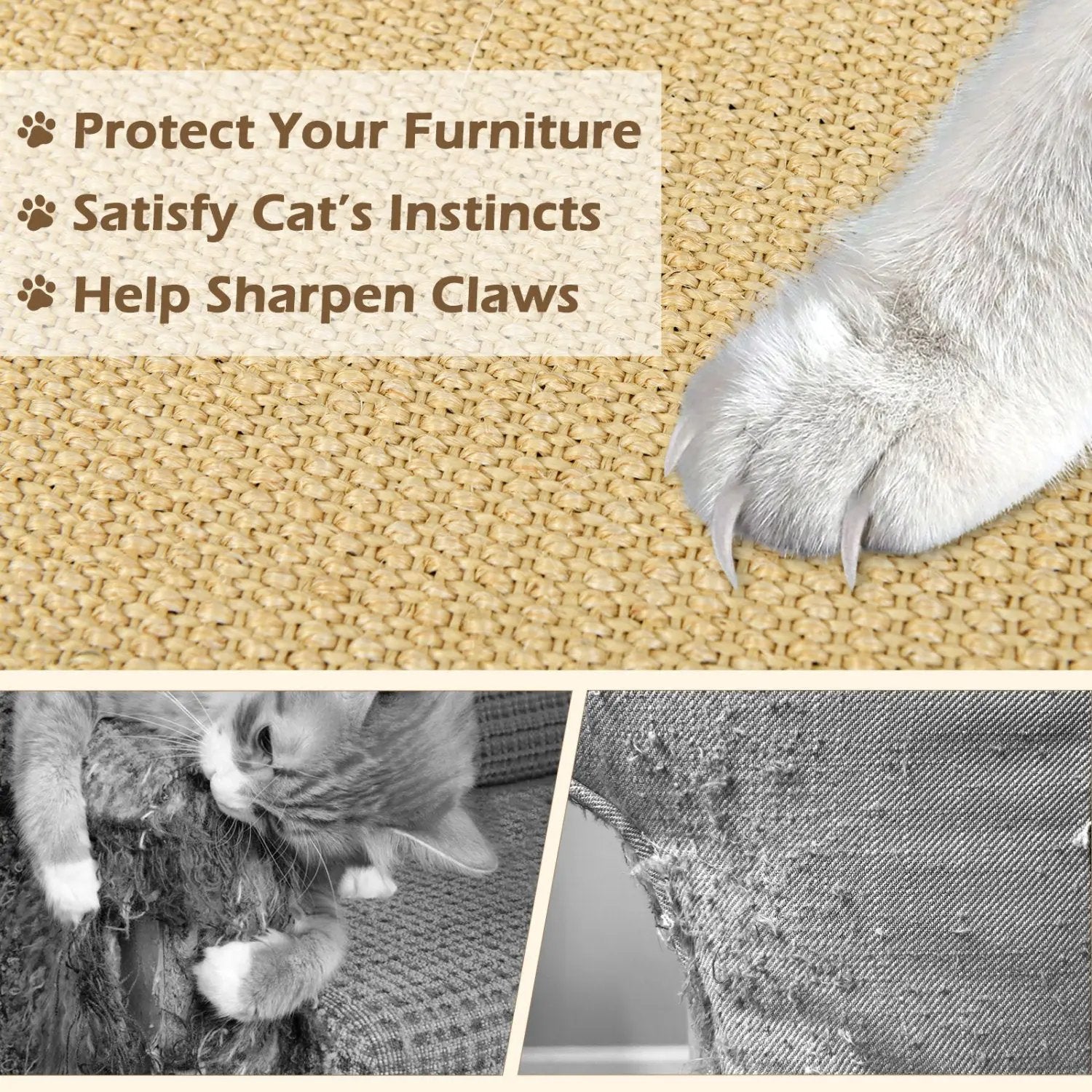 4 Pieces Cat Scratcher Mat Set 32 x 20 Inch Pads for Cats by DirectDeals