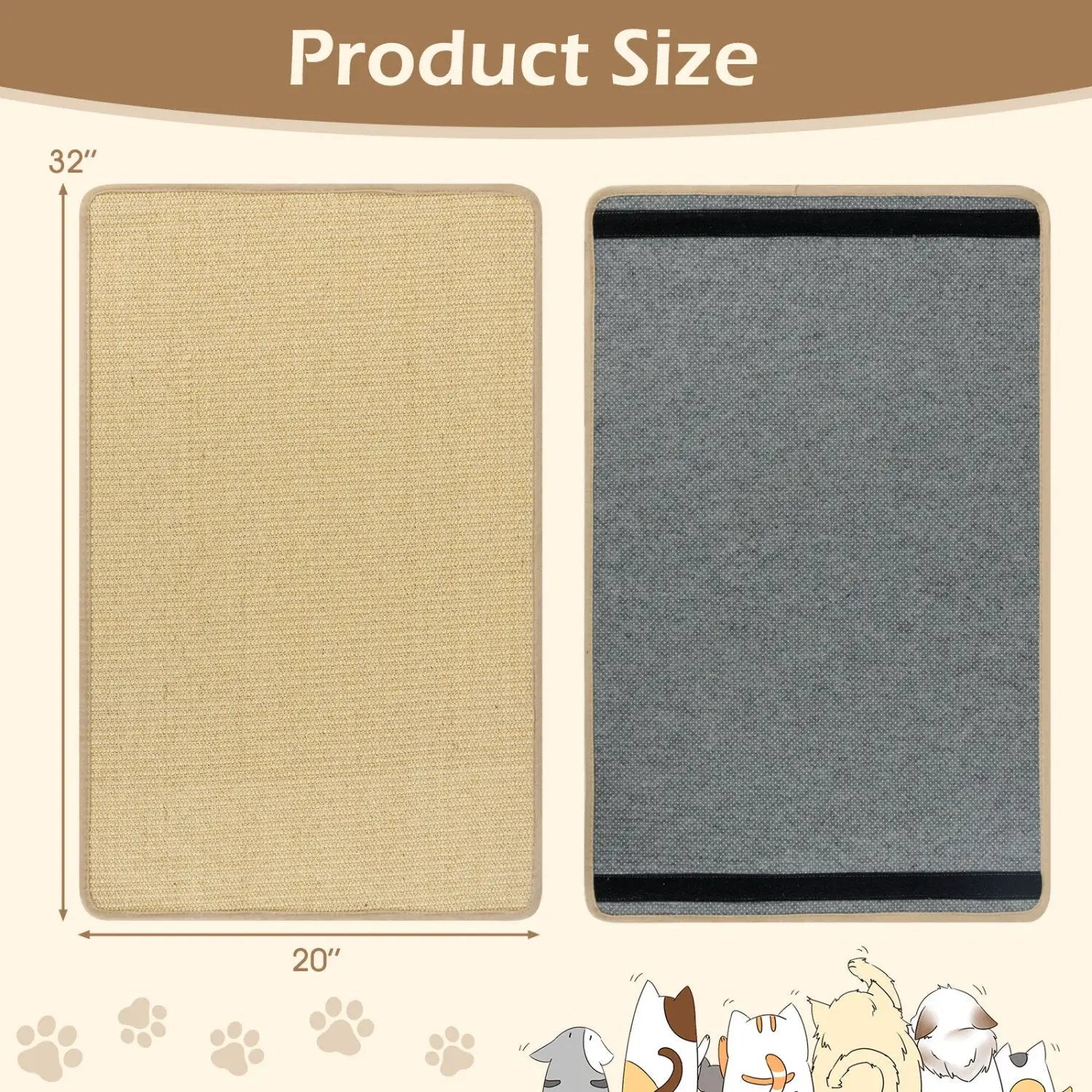 4 Pieces Cat Scratcher Mat Set 32 x 20 Inch Pads for Cats by DirectDeals