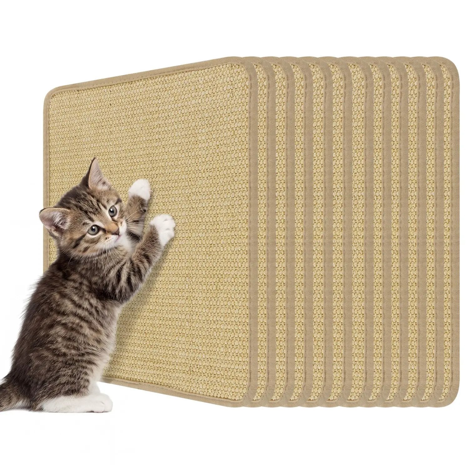 12 Pieces Cat Scratcher Mat Set 16 x 12 Inch Natural Sisal Pads by DirectDeals