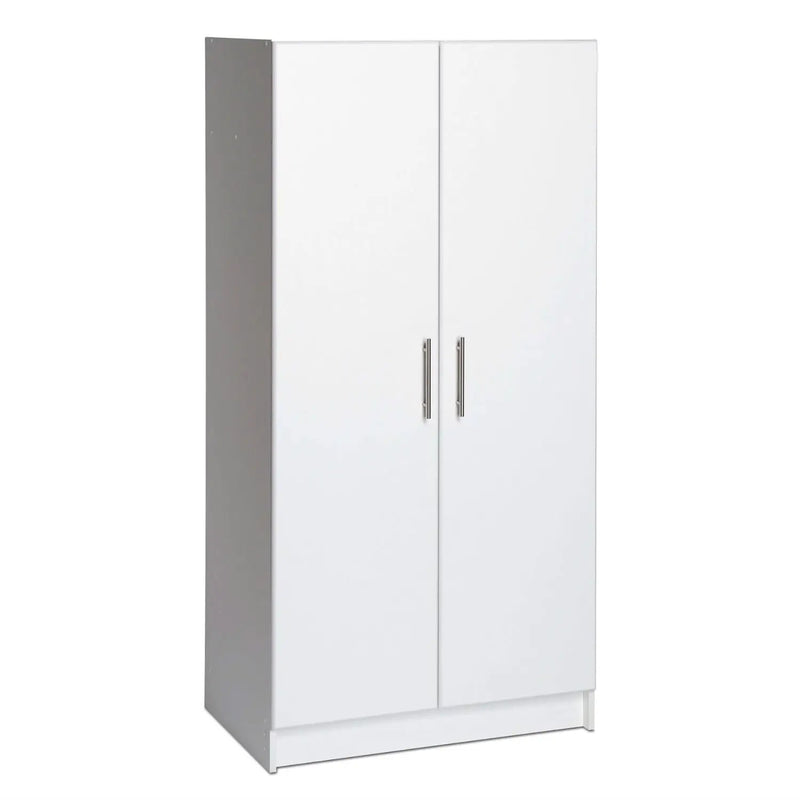 White 2-Door Wardrobe Cabinet with Hanging Rail and Storage Shelf by HomePacific