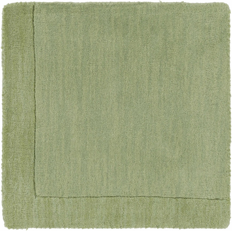 Bordered Solid Green Wool Rug by Boutique Rugs