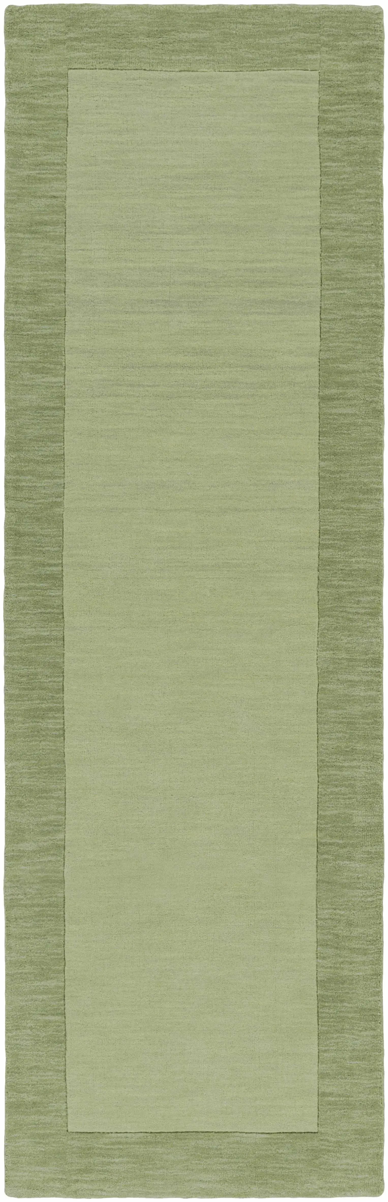 Bordered Solid Green Wool Rug by Boutique Rugs