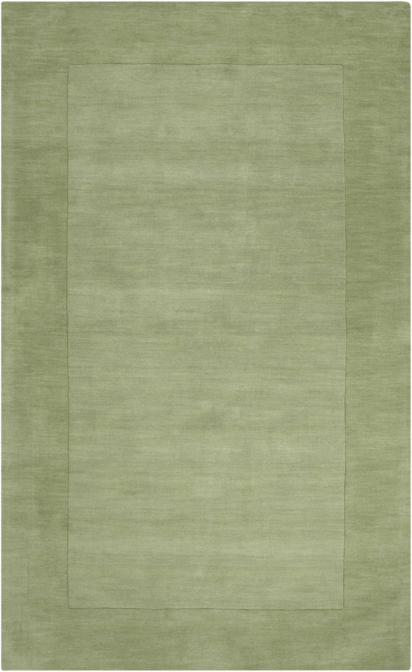 Bordered Solid Green Wool Rug by Boutique Rugs