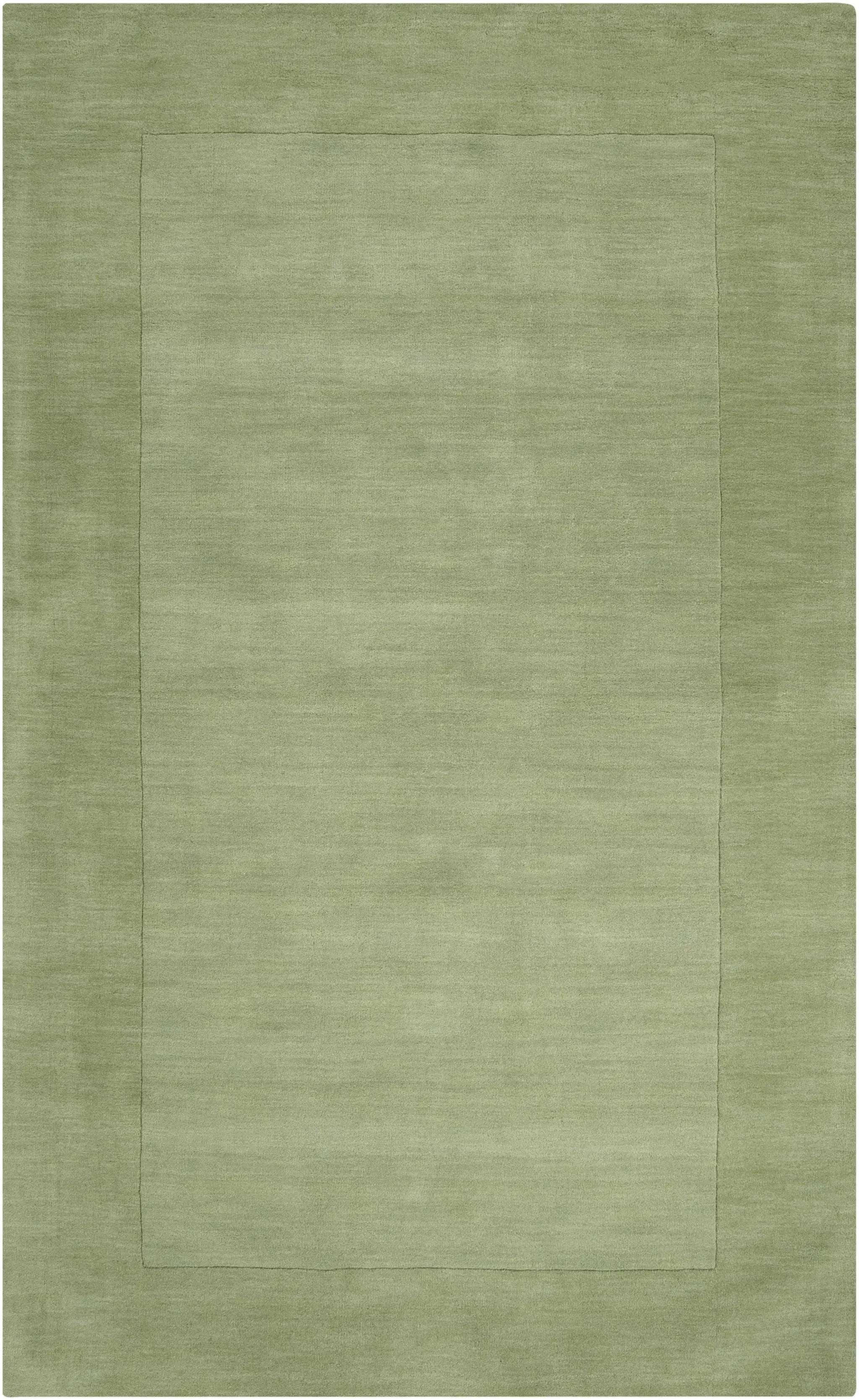 Bordered Solid Green Wool Rug by Boutique Rugs