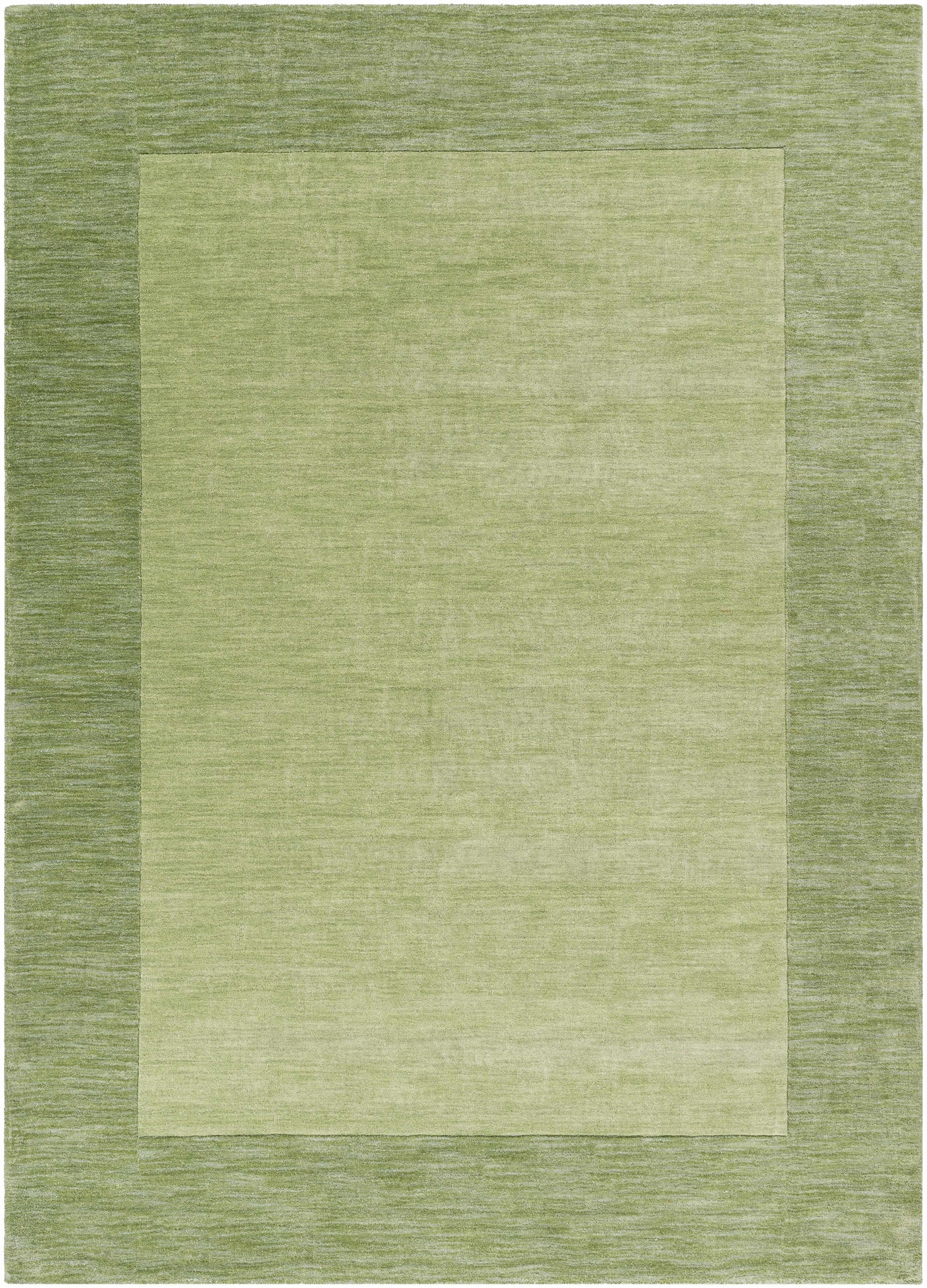 Bordered Solid Green Wool Rug by Boutique Rugs