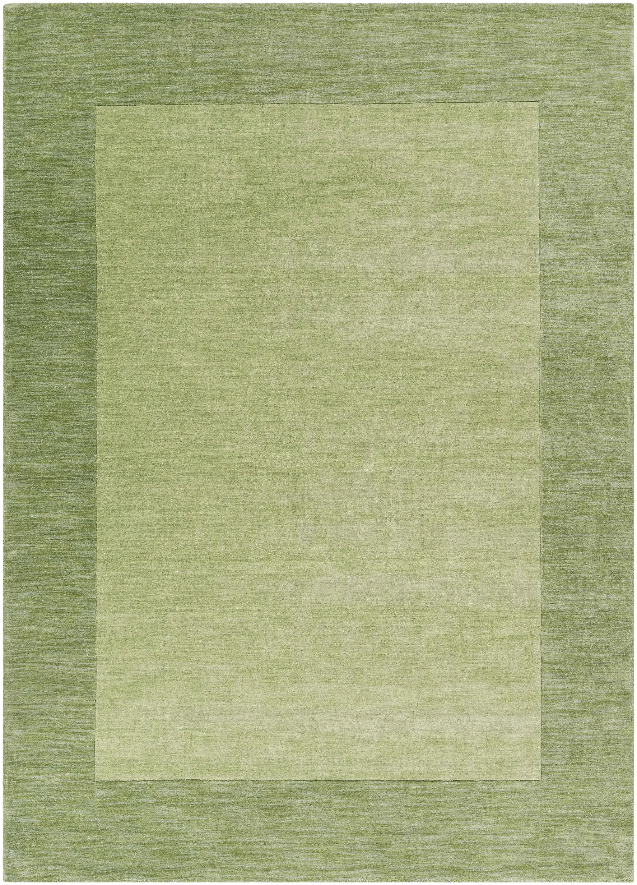 Bordered Solid Green Wool Rug by Boutique Rugs