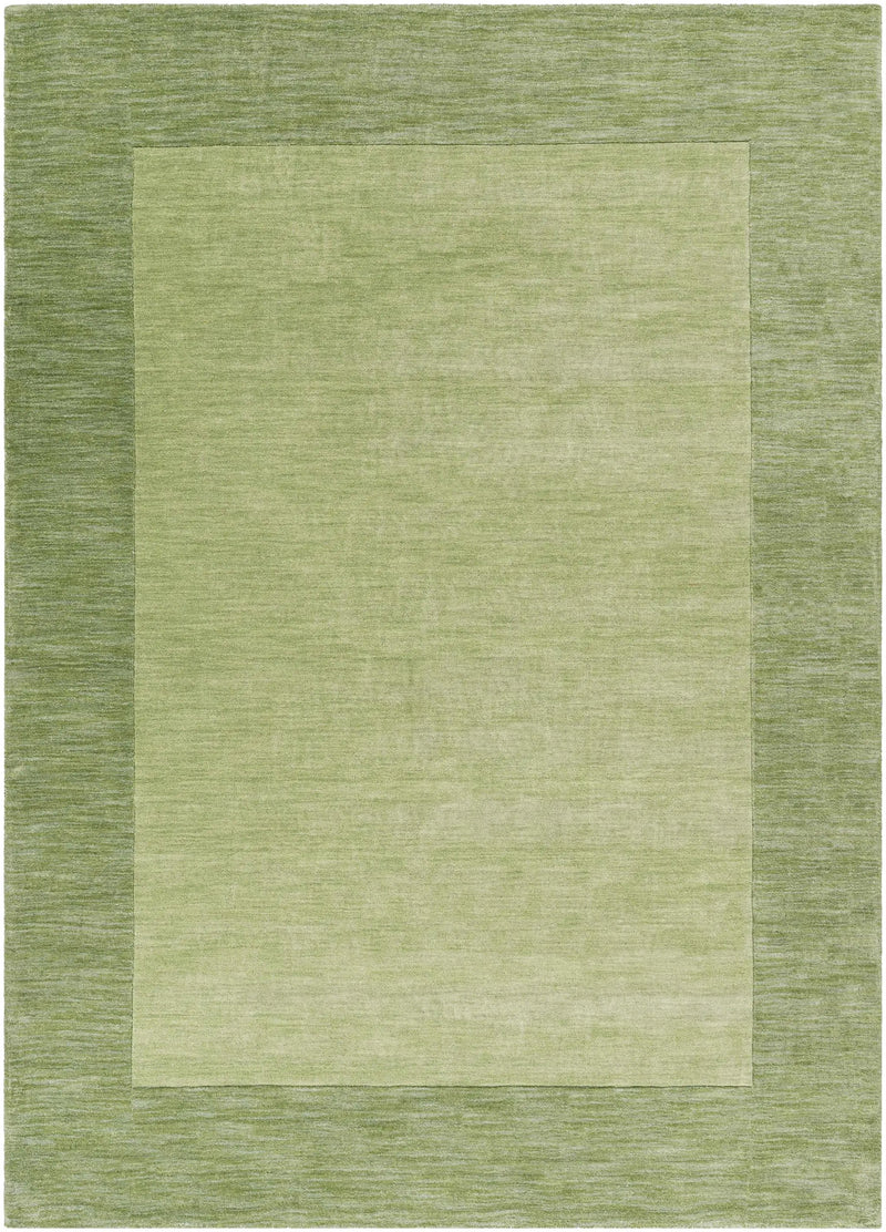 Bordered Solid Green Wool Rug by Boutique Rugs