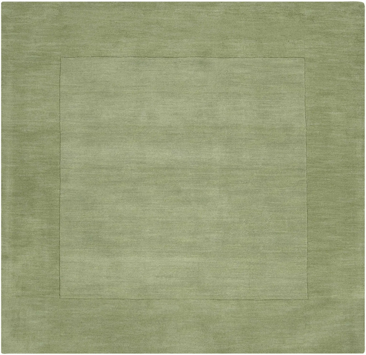Bordered Solid Green Wool Rug by Boutique Rugs