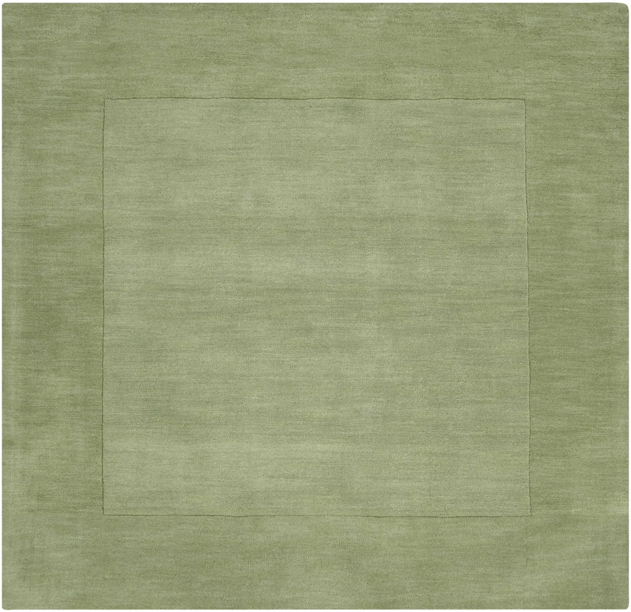 Bordered Solid Green Wool Rug by Boutique Rugs