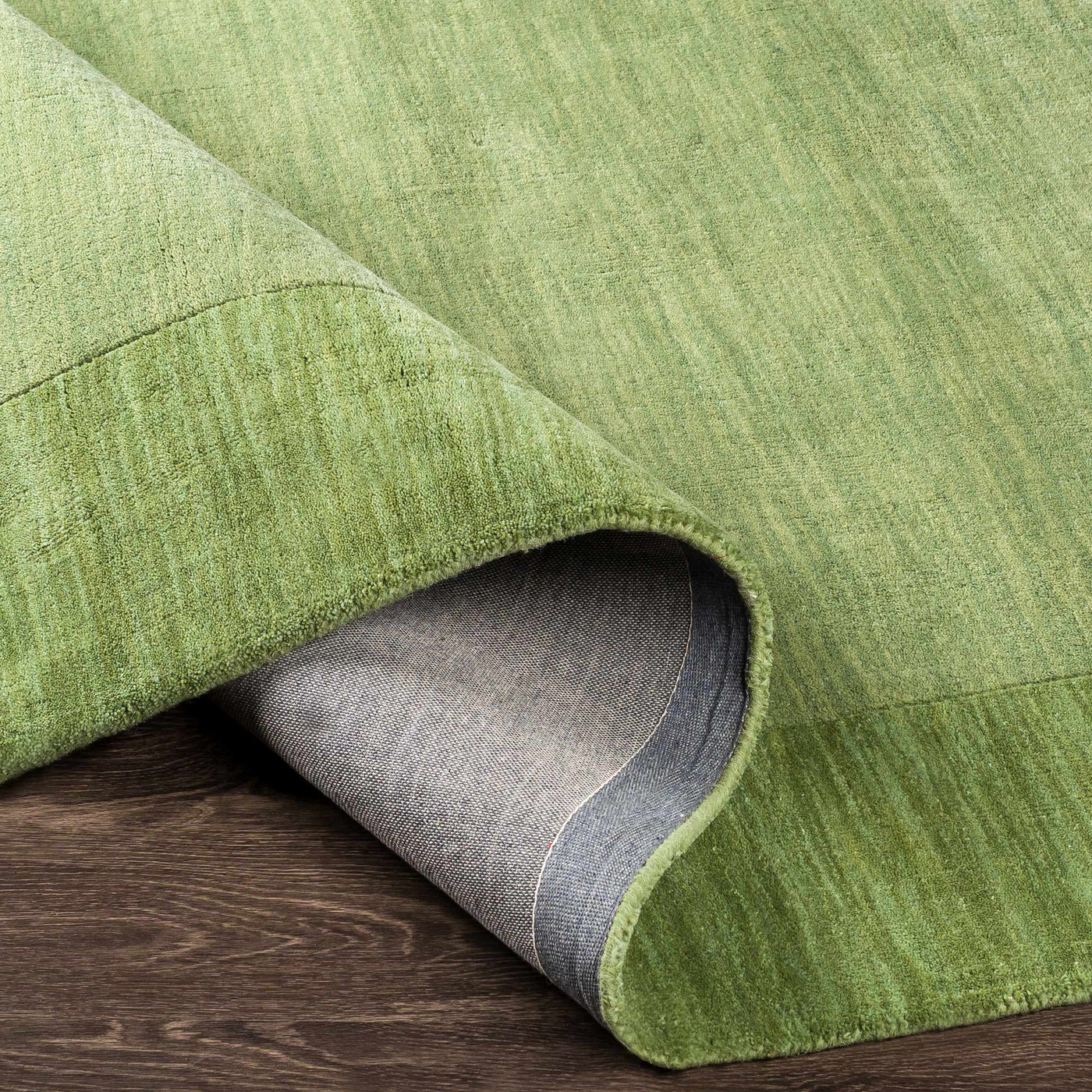 Bordered Solid Green Wool Rug by Boutique Rugs