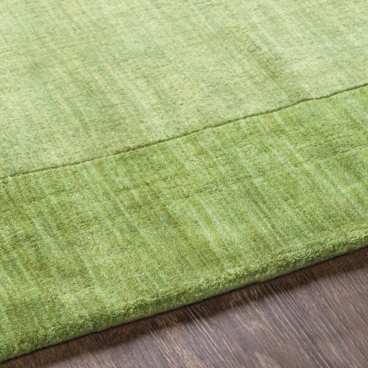 Bordered Solid Green Wool Rug by Boutique Rugs
