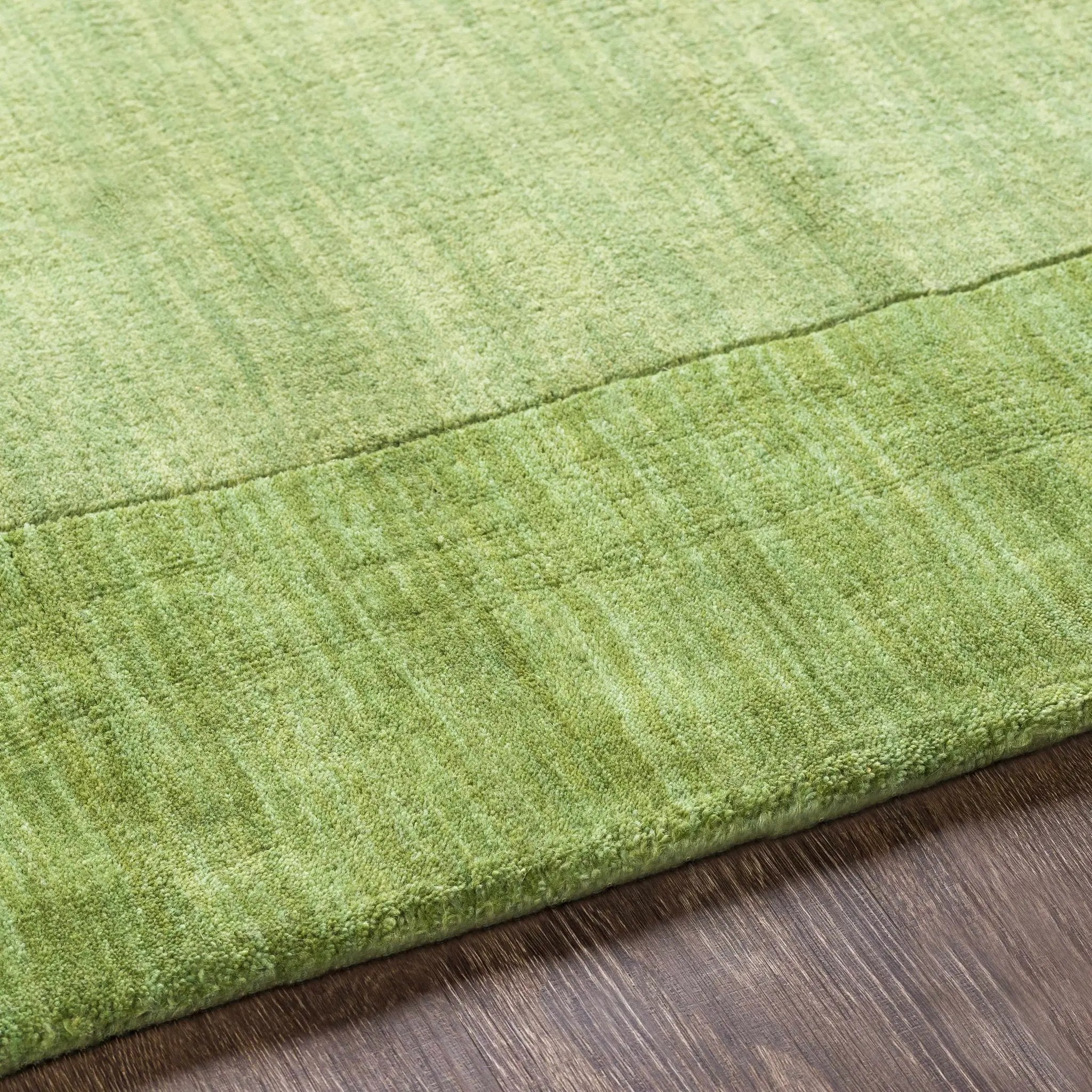 Bordered Solid Green Wool Rug by Boutique Rugs