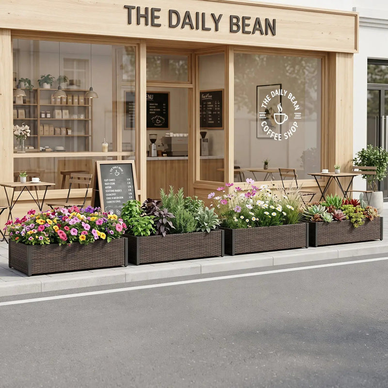 Elevated Raised Garden Bed with PE Rattan - 46" x 24" by DirectDeals