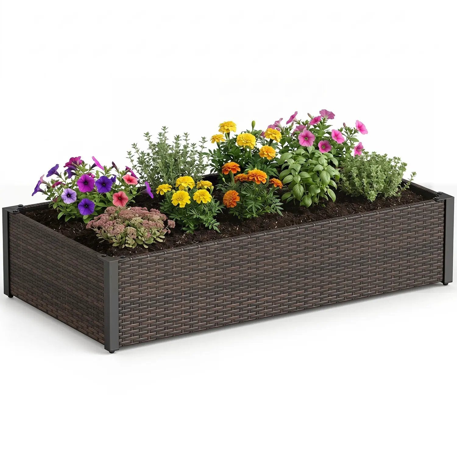 Elevated Raised Garden Bed with PE Rattan - 46" x 24" by DirectDeals