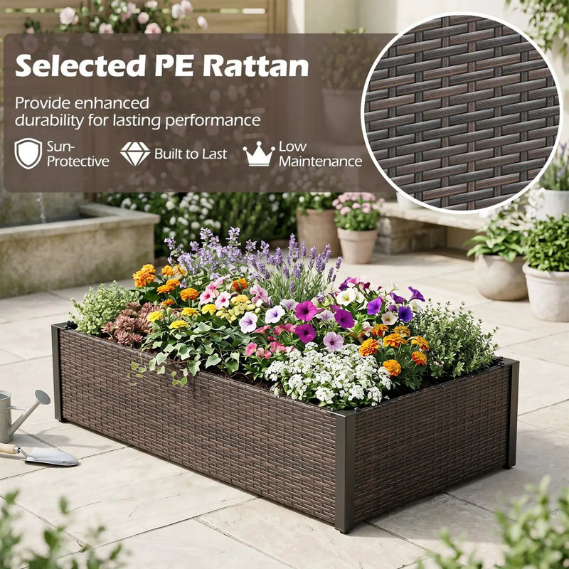 Elevated Raised Garden Bed with PE Rattan - 46" x 24" by DirectDeals