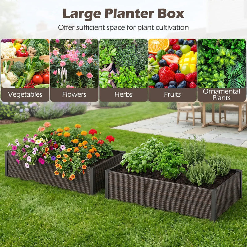 Elevated Raised Garden Bed with PE Rattan - 46" x 24" by DirectDeals