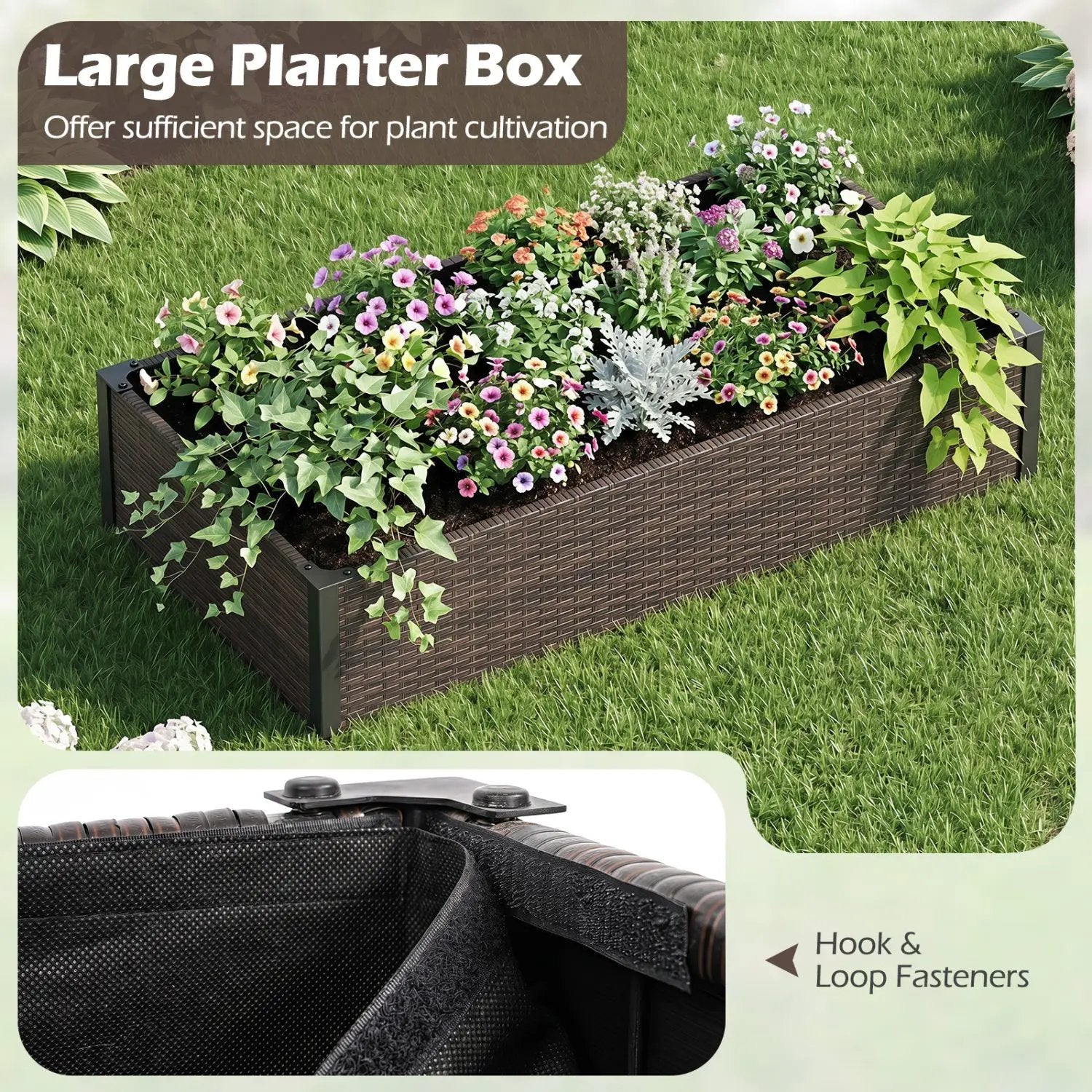 Elevated Raised Garden Bed with PE Rattan - 46" x 24" by DirectDeals