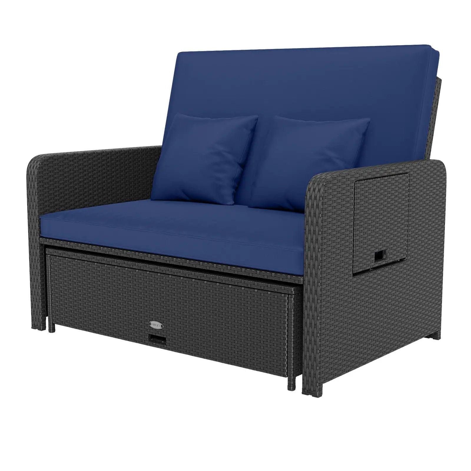 PE Wicker Outdoor Daybed with 4-Level Adjustable Backrest and Storage Ottoman by DirectDeals