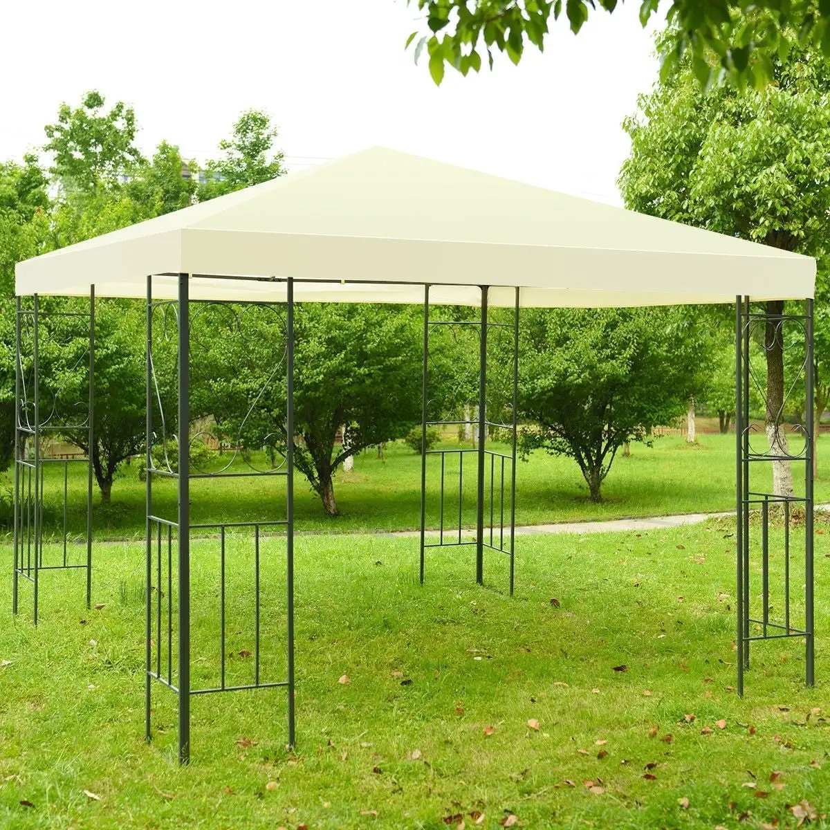 10 x 10 Ft Outdoor Steel Frame Gazebo Shelter with Waterproof Polyester Canopy by HomePacific