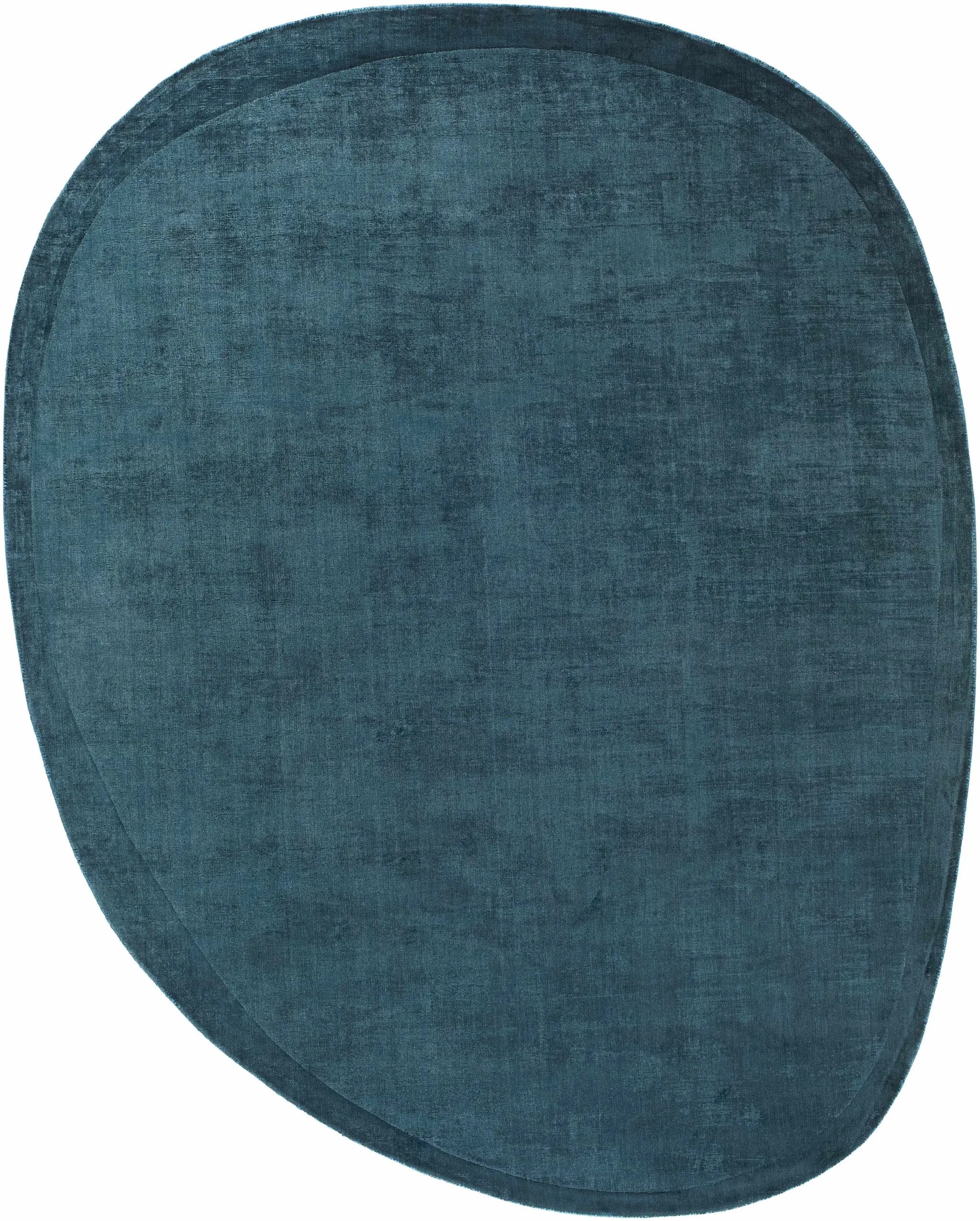 Anjang Modern Faux Silk Rug in Teal Blue by Boutique Rugs