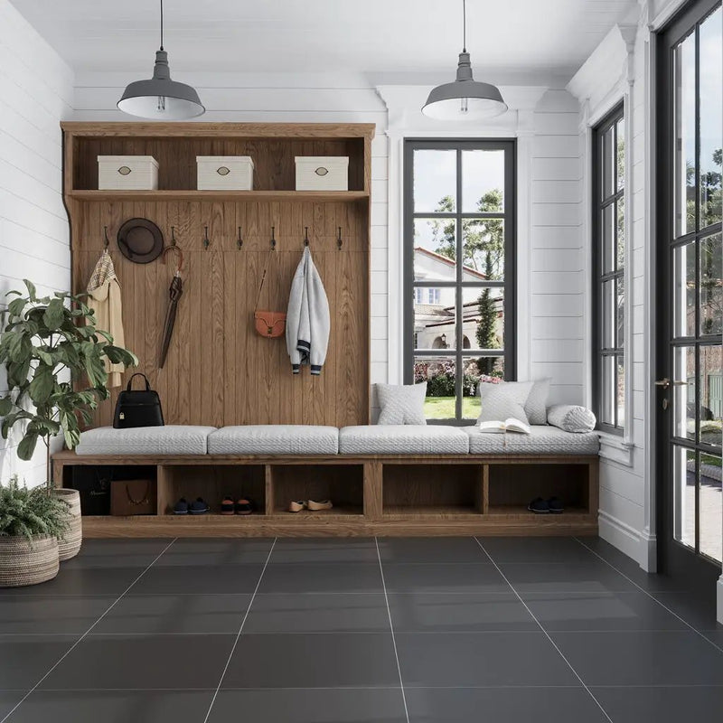 Deep Charcoal Black 24x24 Matte Square Porcelain Large Format Tile (4 pack, 15.5 sq ft/case) by Apollo Tile