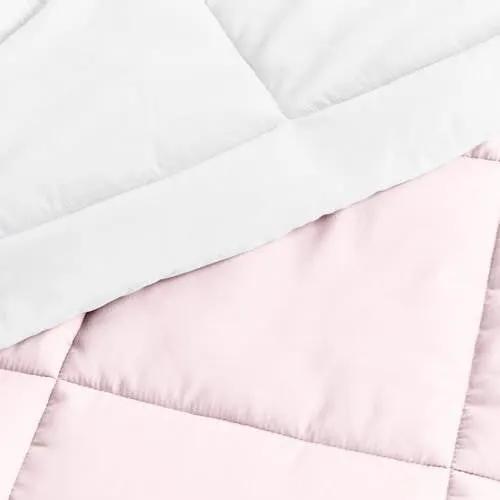 Twin/Twin XL 2-Piece Microfiber Reversible Comforter Set Blush Pink and White by HomePacific