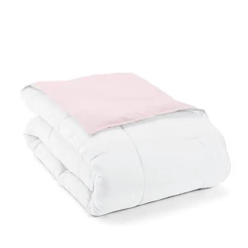 Twin/Twin XL 2-Piece Microfiber Reversible Comforter Set Blush Pink and White by HomePacific