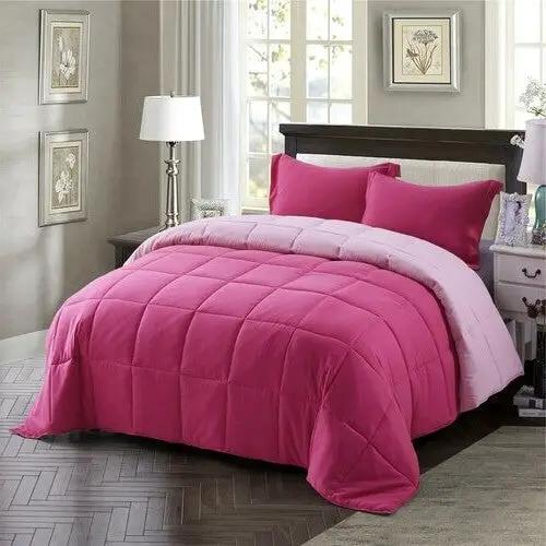 Full/Queen Traditional Microfiber Reversible 3 Piece Comforter Set in Pink by HomePacific