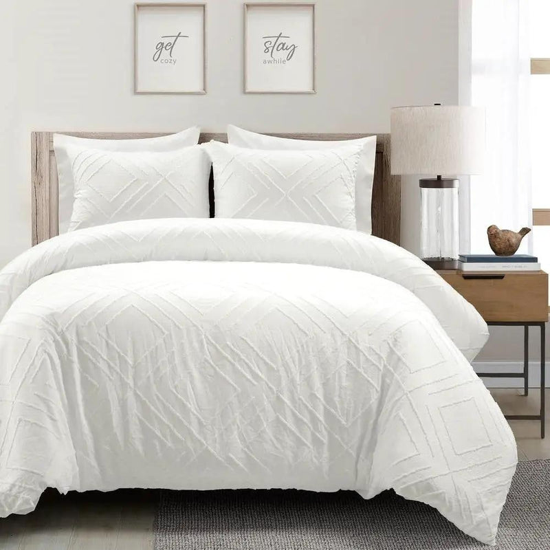 King Size Polyester Black White Striped Rose Floral 3 Piece Quilt Set by HomePacific