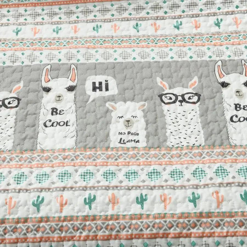 Pink Turquoise Grey White Llama Cactus Southwest 6 Piece Daybed Cover Set by HomePacific