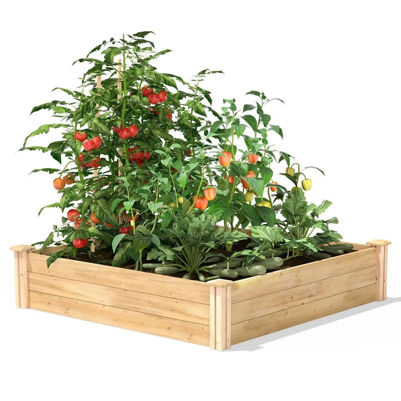 4ft x 4ft Outdoor Pine Wood Raised Garden Bed Planter Box - Made in USA by HomePacific