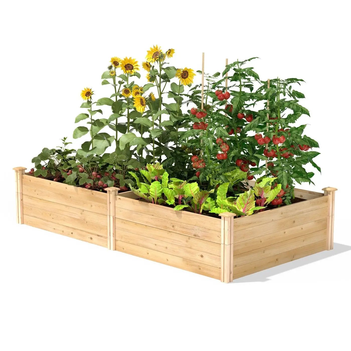17-inch High Pine Wood Raised Garden Bed 4 ft x 8 ft - Made in USA by HomePacific