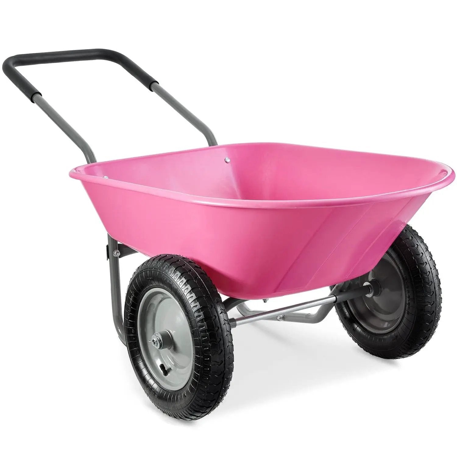Heavy Duty 2-Wheel Multipurpose Rust Proof Wheelbarrow - Pink by HomePacific