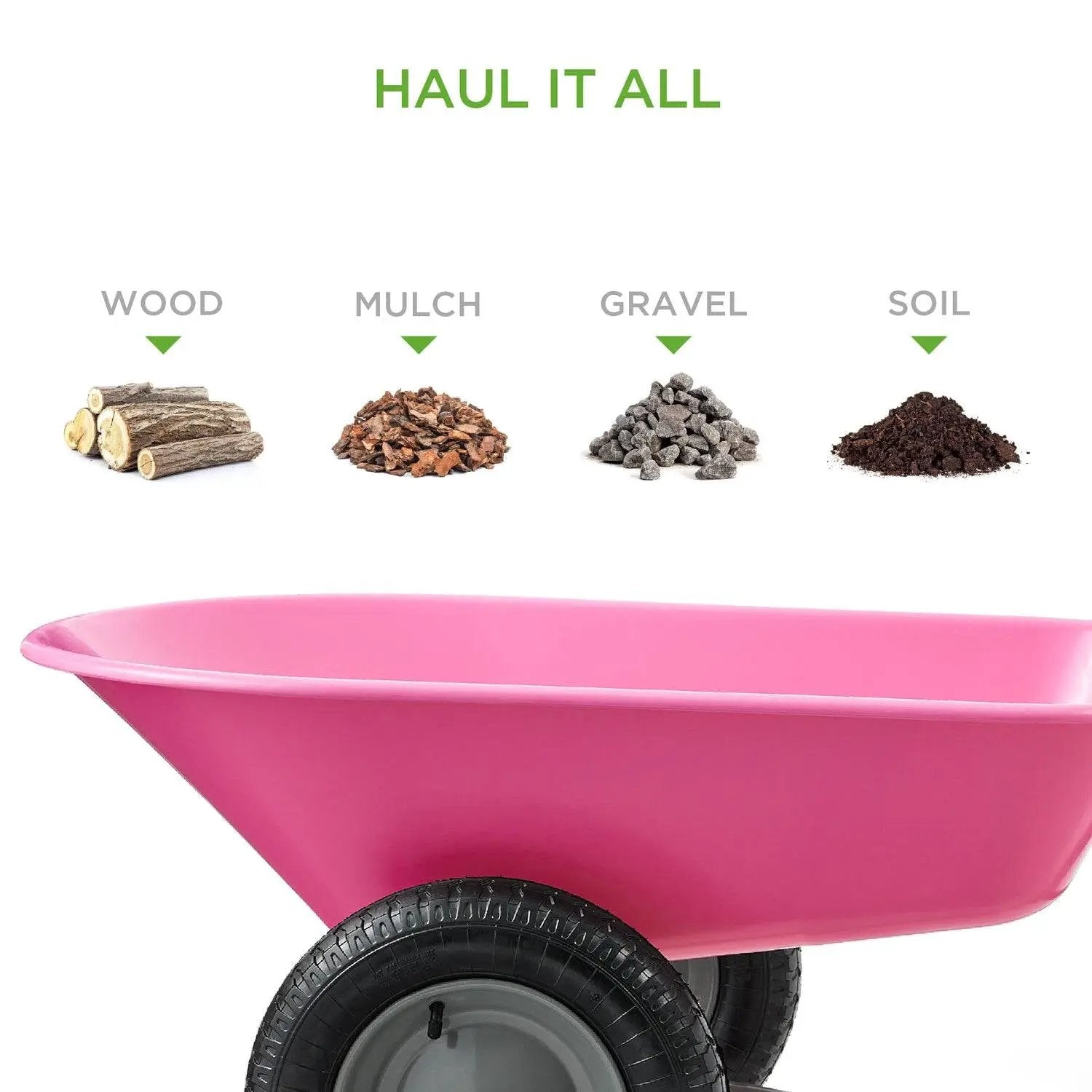Heavy Duty 2-Wheel Multipurpose Rust Proof Wheelbarrow - Pink by HomePacific