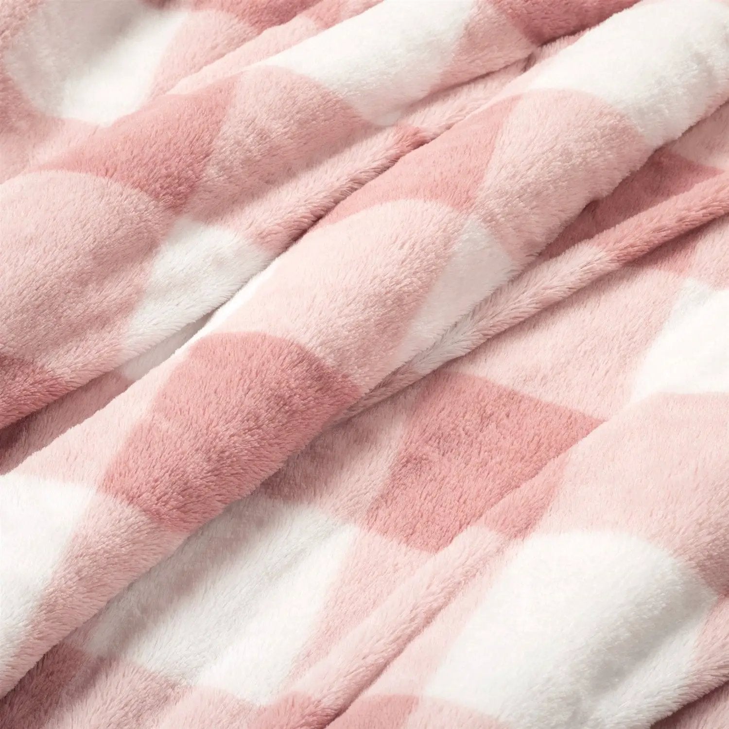 Twin Size Plaid Soft Faux Fur Comforter Set in Pink Blush by HomePacific