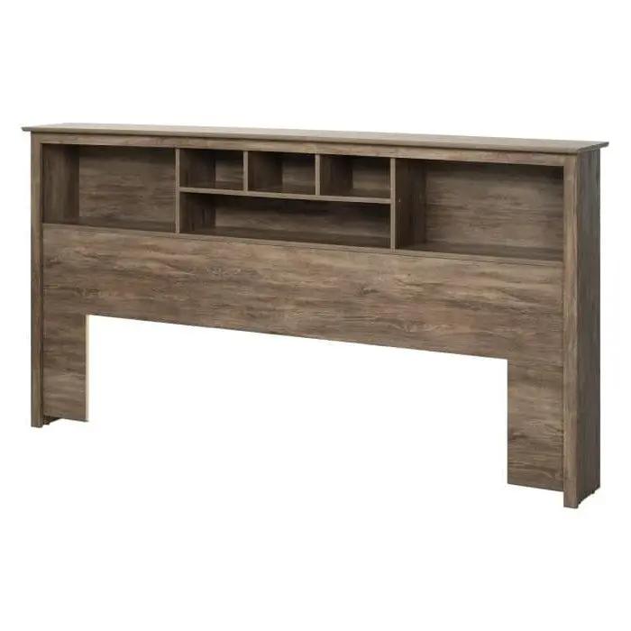 King size Bookcase Headboard in Drifted Gray Wood Finish by HomePacific