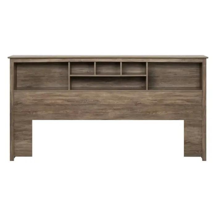 King size Bookcase Headboard in Drifted Gray Wood Finish by HomePacific