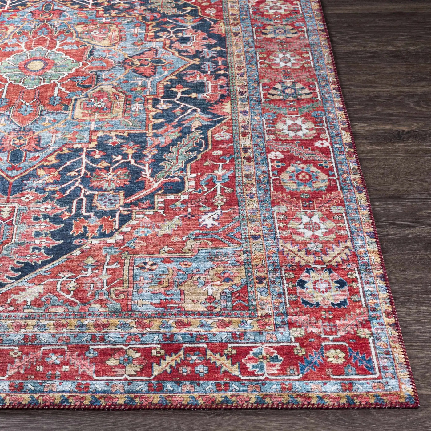 Pauline Red Medallion Performance Rug by Boutique Rugs