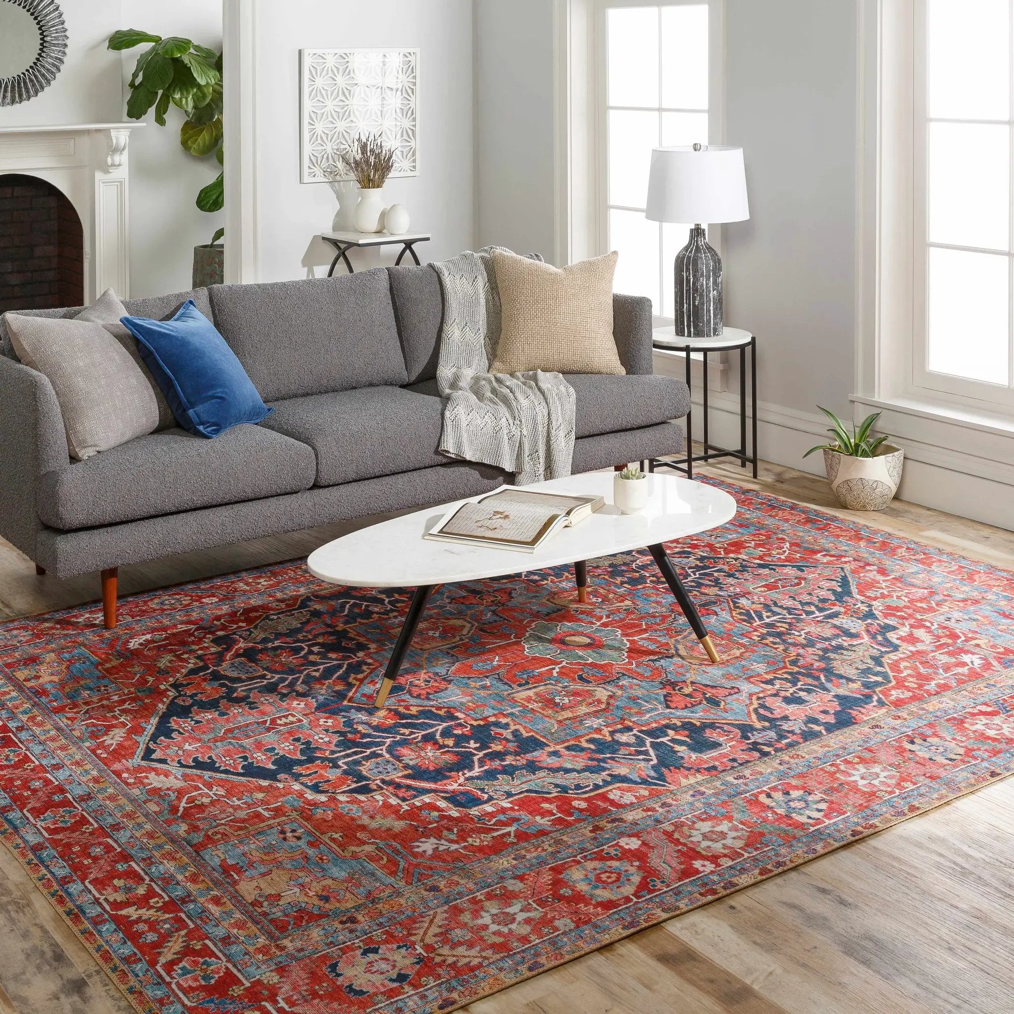 Pauline Red Medallion Performance Rug by Boutique Rugs