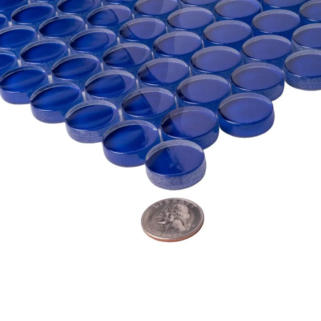 Cobalt Blue 12x12 Glossy Penny Round Glass Mosaic Tile (5 pack, 5 sq ft/case) by Apollo Tile