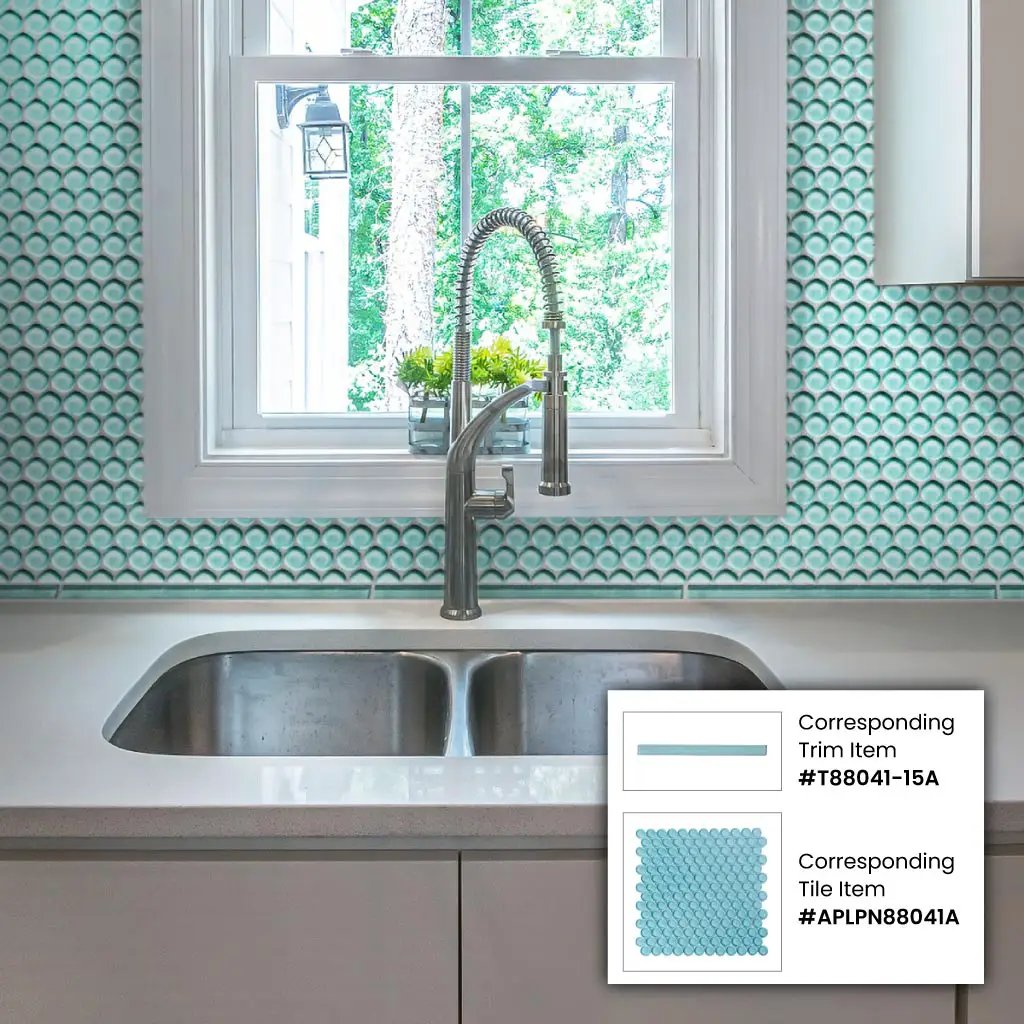 Sky Blue 12x12 Glossy Penny Round Glass Mosaic Tile (5 pack, 5 sq ft/case) by Apollo Tile