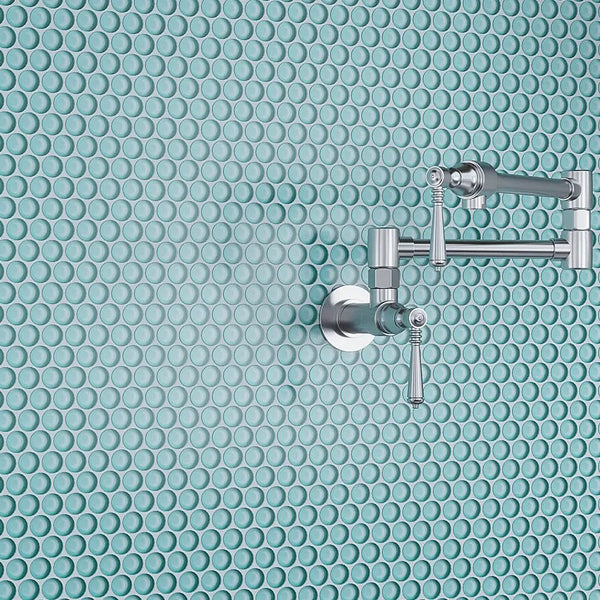 Sky Blue 12x12 Glossy Penny Round Glass Mosaic Tile (5 pack, 5 sq ft/case), photo 2 of 12
